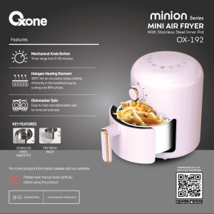 OXONE OX192 Air Fryer Minion Series 1.8 Liter Capacity Pink Merah Muda